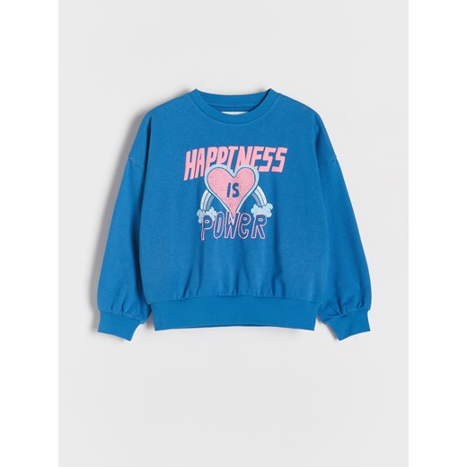 Reserved - Bluza z nadrukiem - jasnoniebieski ze sklepu Reserved w kategorii Bluzy dziewczęce - zdjęcie 180362056
