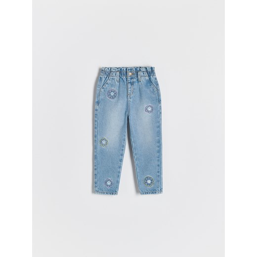 Reserved - Jeansy z haftem SmileyWorld® - niebieski ze sklepu Reserved w kategorii Spodnie dziewczęce - zdjęcie 180362228