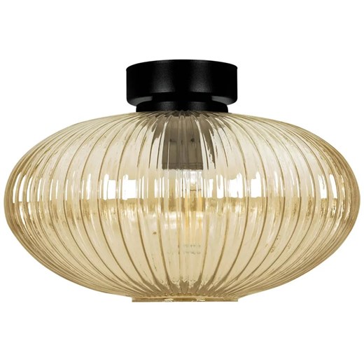 Sufitowa lampa z ryflowanym kloszem beżowa Lonati ze sklepu Edinos.pl w kategorii Perfumy damskie - zdjęcie 180366166
