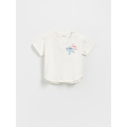 Reserved - T-shirt z morskim motywem - złamana biel ze sklepu Reserved w kategorii Bluzki dziewczęce - zdjęcie 180367338