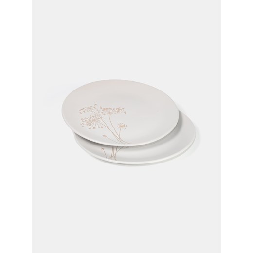 Sinsay - Kamionkowy talerz z motywem kwiatowym 2 pack - kremowy Sinsay One Size Sinsay