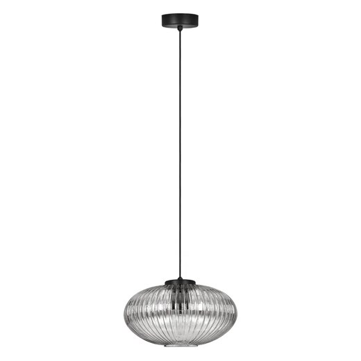 Grafitowa wisząca lampa z ryflowanym szklanym kloszem - J046-Lewiro Lumes One Size Edinos.pl