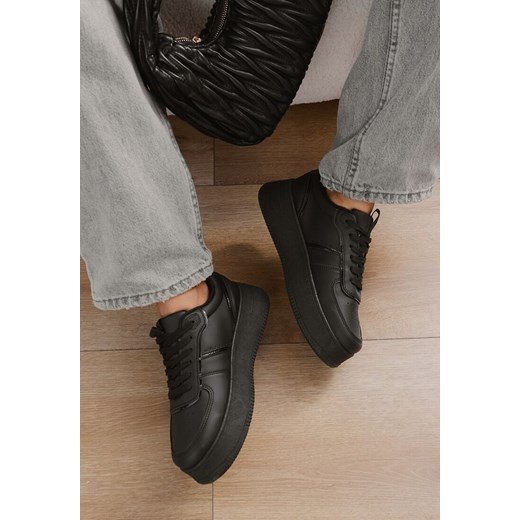 Czarne Klasyczne Sneakersy Vices na Grubej Podeszwie Torira ze sklepu born2be.pl w kategorii Buty sportowe damskie - zdjęcie 180369186