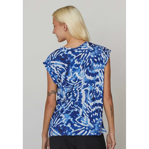 Bluzka damska Sister'S Point casual z okrągłym dekoltem w abstrakcyjne wzory z krótkim rękawem 