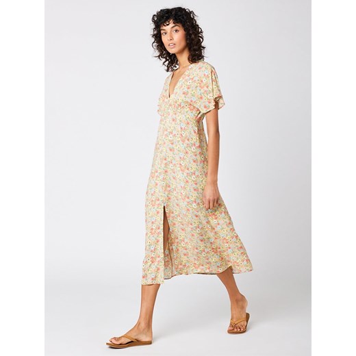 Sukienka wielokolorowa Rip Curl midi z dekoltem v 