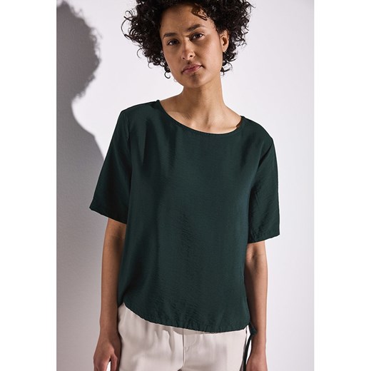 Bluzka damska czarna Street One z poliamidu z krótkim rękawem z okrągłym dekoltem 