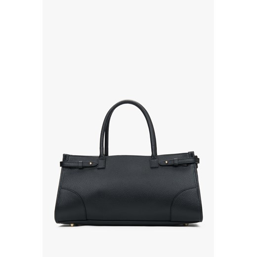 Estro: Czarna torebka damska do ręki typu tote z włoskiej skóry naturalnej Premium ze sklepu Estro w kategorii Torby Shopper bag - zdjęcie 180374249
