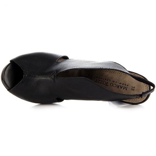 MARCO TOZZI 29619 skórzane czarne sandały damskie z cholewką butyraj-pl czarny skóra ekologiczna A