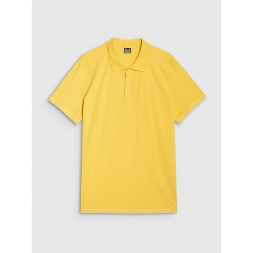 Męska koszulka polo 4F 4FRSS25TPTSM635 - żółta ze sklepu Sportstylestory.com w kategorii T-shirty męskie - zdjęcie 180375127
