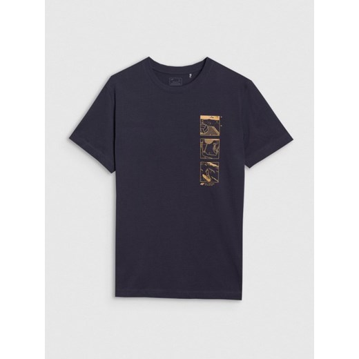 Męski t-shirt z nadrukiem 4F 4FRSS25TTSHM2982 - granatowy ze sklepu Sportstylestory.com w kategorii T-shirty męskie - zdjęcie 180375168
