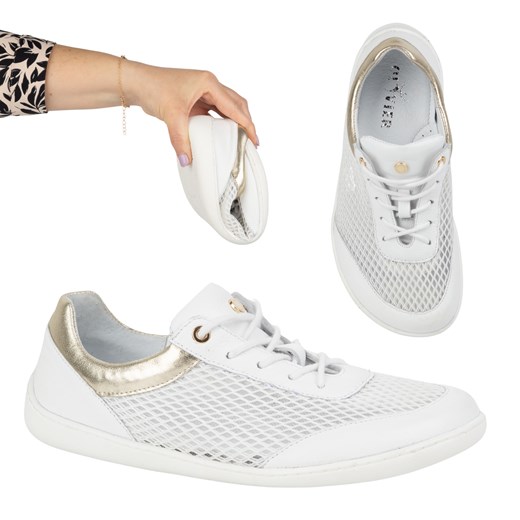 BAREFOOT Damskie buty minimalistyczne sneakersy 1772pol z siatką białe ze sklepu butyolivier w kategorii Półbuty damskie - zdjęcie 180375397