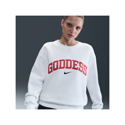 Damska bluza dresowa z półokrągłym dekoltem o kroju oversize Nike Sportswear Phoenix Fleece - Biel ze sklepu Nike poland w kategorii Bluzy damskie - zdjęcie 180375447