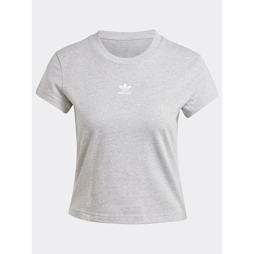 Szara bluzka damska Adidas letnia z krótkim rękawem w sportowym stylu 