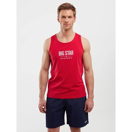 Koszulka męska bez rękawów czerwona Richard 603 ze sklepu Big Star w kategorii T-shirty męskie - zdjęcie 180379405