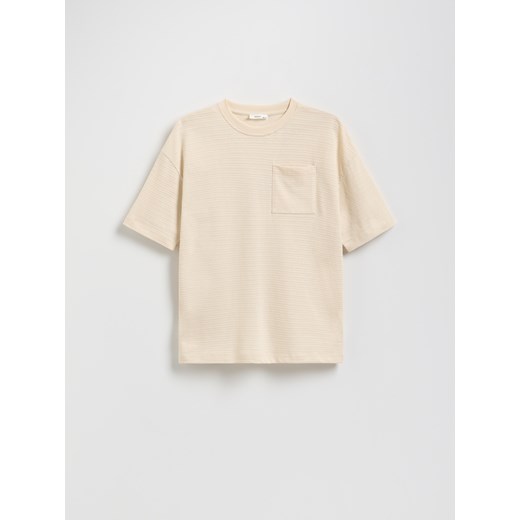 Reserved - T-shirt oversize - beżowy ze sklepu Reserved w kategorii T-shirty chłopięce - zdjęcie 180379828