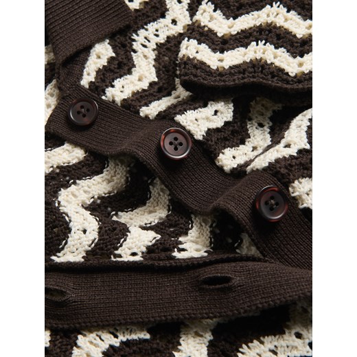 Reserved - Ażurowy kardigan z kołnierzykiem - brązowy Reserved S Reserved