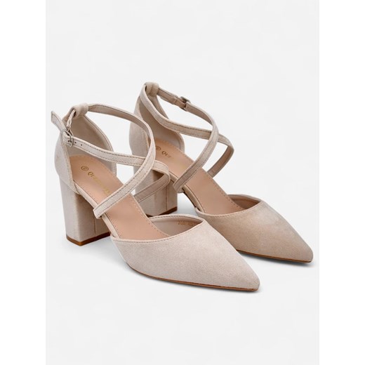 Czółenka Royalfashion.pl z klamrą eleganckie na obcasie zamszowe 