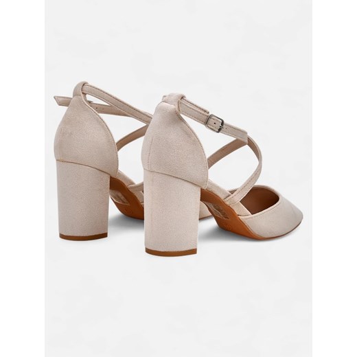 Czółenka Royalfashion.pl zamszowe eleganckie z klamrą na obcasie 