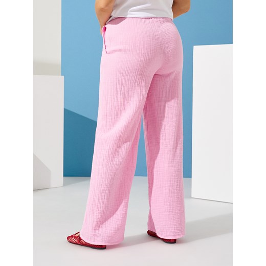 Sinsay - Muślinowe spodnie wide leg - różowy Sinsay L Sinsay