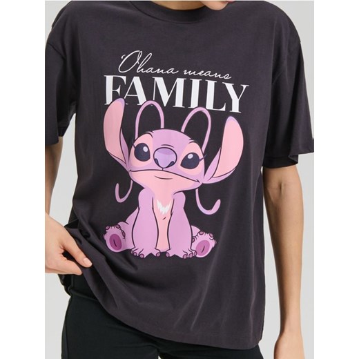 Sinsay - Koszulka loose fit z nadrukiem Stitch - szary ze sklepu Sinsay w kategorii Bluzki damskie - zdjęcie 180381738