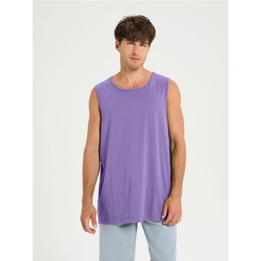 Sinsay - Bawełniany tank top - fioletowy ze sklepu Sinsay w kategorii T-shirty męskie - zdjęcie 180381777