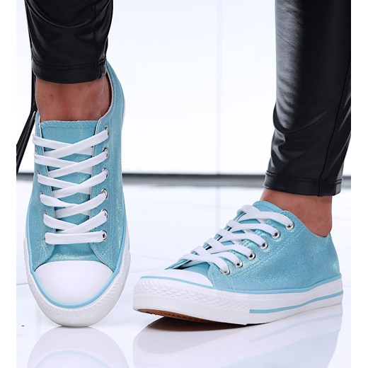 Wiązane niebieskie trampki damskie /D7-3 16400 G168/ ze sklepu Pantofelek24.pl w kategorii Trampki damskie - zdjęcie 180383056