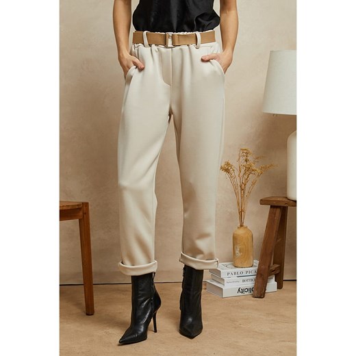 Plume Spodnie &quot;Lavi&quot; w kolorze beżowym ze sklepu Limango Polska w kategorii Spodnie damskie - zdjęcie 180383489