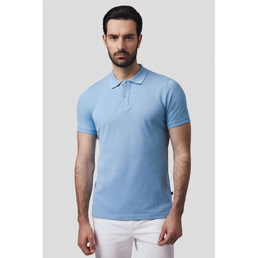 Koszulka Polo Bawełniana Błękitna Cassian ze sklepu Lancerto S.A. w kategorii T-shirty męskie - zdjęcie 180385327
