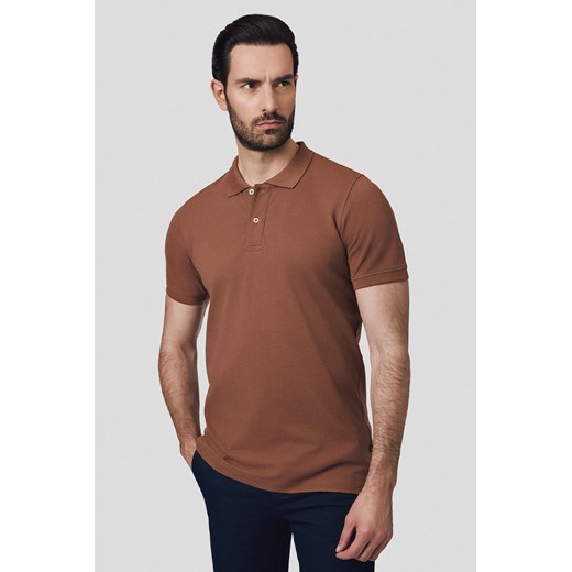 Koszulka Polo Bawełniana Ciemnobeżowa Cassian ze sklepu Lancerto S.A. w kategorii T-shirty męskie - zdjęcie 180385329