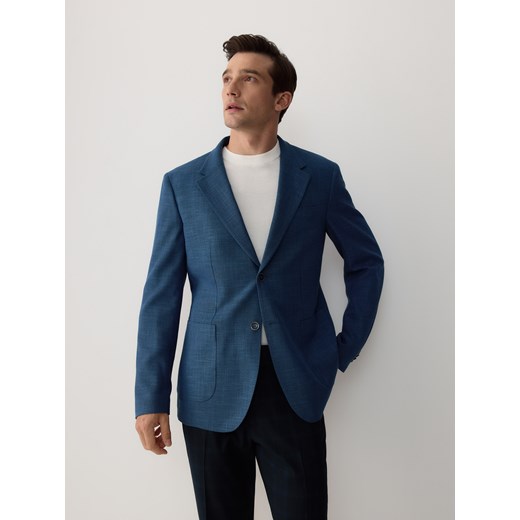 Reserved - Marynarka slim fit z wiskozą - granatowy ze sklepu Reserved w kategorii Marynarki męskie - zdjęcie 180387336