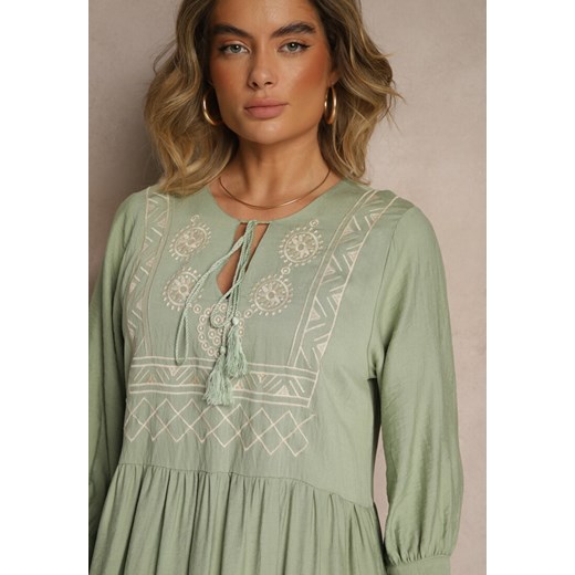 Sukienka Renee maxi elegancka z długimi rękawami z haftem