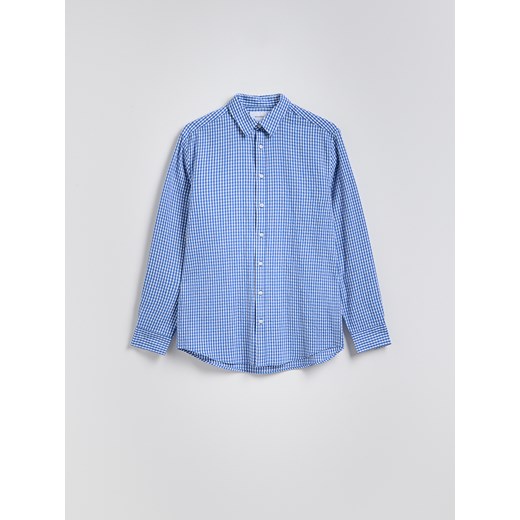 Reserved - Koszula regular fit z domieszką lnu - niebieski Reserved S Reserved