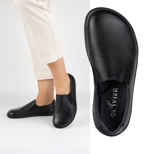 BAREFOOT Damskie minimalistyczne  wsuwane 1308POL czarne ze sklepu butyolivier w kategorii Półbuty damskie - zdjęcie 180388806