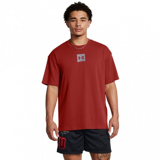 Męski t-shirt z nadrukiem Under Armour UA M Hw Os Sm Box Ss - czerwony ze sklepu Sportstylestory.com w kategorii T-shirty męskie - zdjęcie 180389328
