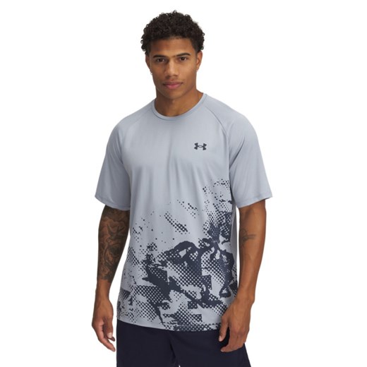 Męska koszulka treningowa Under Armour UA M Tech Fade SS - szara ze sklepu Sportstylestory.com w kategorii T-shirty męskie - zdjęcie 180392398