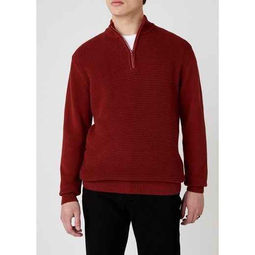 MĘSKI SWETER WRANGLER HALF ZIP KNIT RUSSET BROWN W8B4QOXMA 112132390 ze sklepu YouNeedit.pl w kategorii Swetry męskie - zdjęcie 180396229