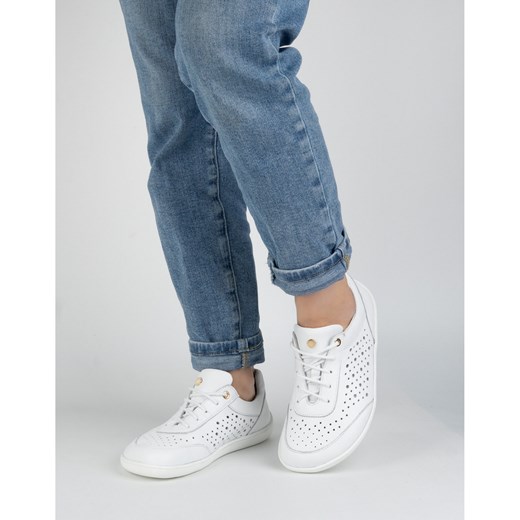 BAREFOOT Damskie minimalistyczne sneakersy 1769POL ażurowe białe ze sklepu butyolivier w kategorii Półbuty damskie - zdjęcie 180396625