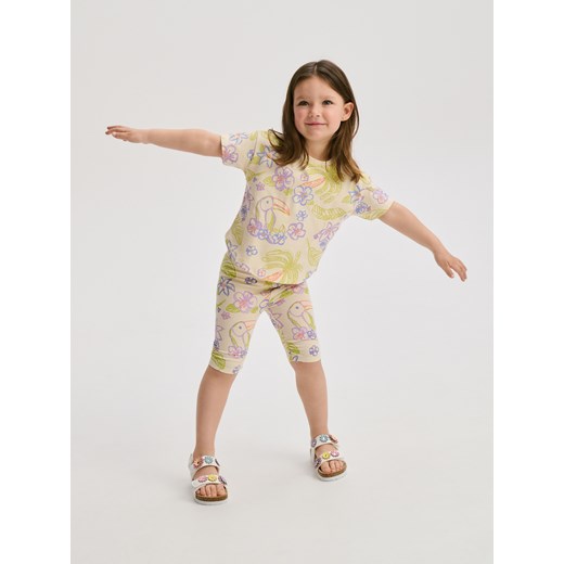 Reserved - Bawełniany t-shirt we wzory - beżowy Reserved 5-2 lata) Reserved