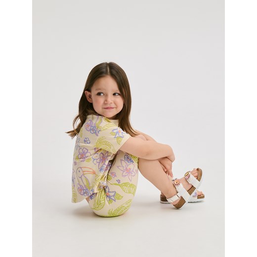 Reserved - Bawełniany t-shirt we wzory - beżowy Reserved 86 (12-18 m.) Reserved