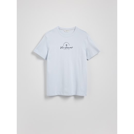 Reserved - T-shirt regular z haftem - jasnoniebieski Reserved XL Reserved