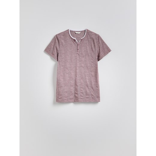 Reserved - T-shirt henley slim fit - bordowy ze sklepu Reserved w kategorii T-shirty męskie - zdjęcie 180405708