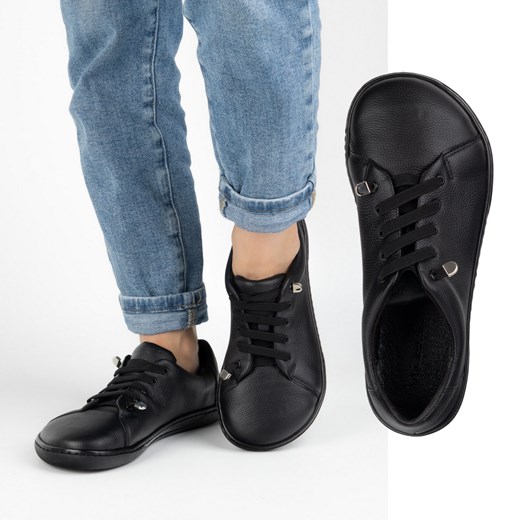 Buty damskie barefoot minimalistyczne skórzane 0771W czarny groszek ze sklepu butyolivier w kategorii Półbuty damskie - zdjęcie 180405845