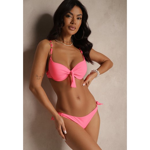 Różowe Bikini Majtki i Biustonosz z Wiązaniem Sadeenne ze sklepu renee.pl w kategorii Stroje kąpielowe - zdjęcie 180405989