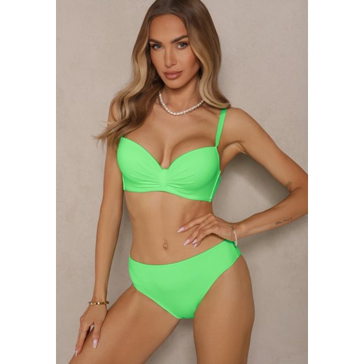Zielone Bikini Majtki Typu Figi Marszczony Biustonosz i Pareo Natovena ze sklepu renee.pl w kategorii Stroje kąpielowe - zdjęcie 180405995