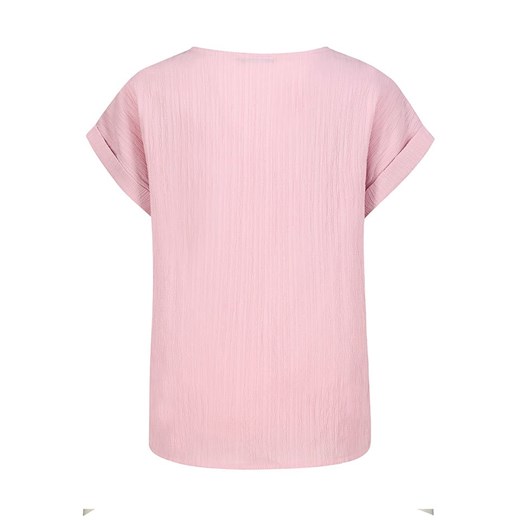 Bluzka damska SUBLEVEL z okrągłym dekoltem różowa z krótkim rękawem casualowa 