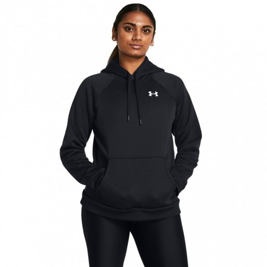Damska bluza dresowa nierozpinana z kapturem Under Armour UA Armour Fleece Hoodie - czarna ze sklepu Sportstylestory.com w kategorii Bluzy damskie - zdjęcie 180408155