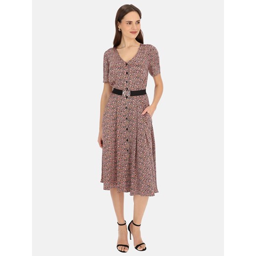 Sukienka midi na guziki w drobne kwiaty L'AF Floris ze sklepu Eye For Fashion w kategorii Sukienki - zdjęcie 180408529