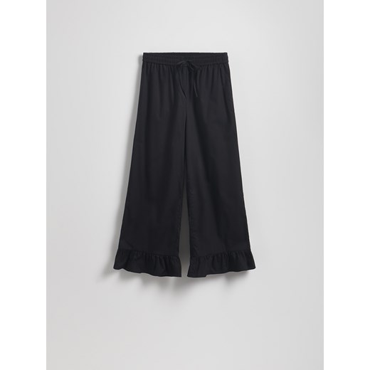 Reserved - Szerokie spodnie z falbankami - czarny Reserved M Reserved