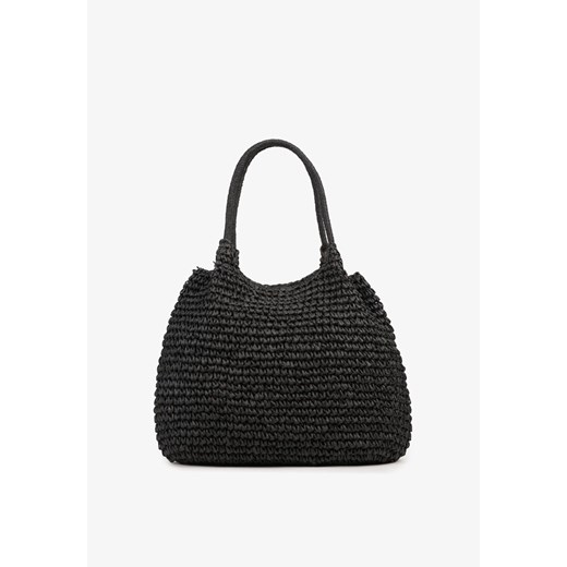 Czarna Plażowa Torebka Shopper z Plecionki Meriela ze sklepu renee.pl w kategorii Torby letnie - zdjęcie 180409147