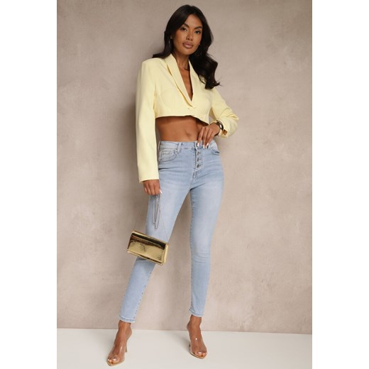 Jasnoniebieskie Jeansy Skinny z Bawełną High Waist Ozdobione Guzikami Felariel ze sklepu renee.pl w kategorii Jeansy damskie - zdjęcie 180409238